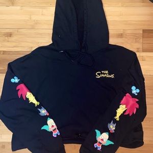 The Simpsons Womens  Black Crop Cropped Hoodie Print on Sleeves